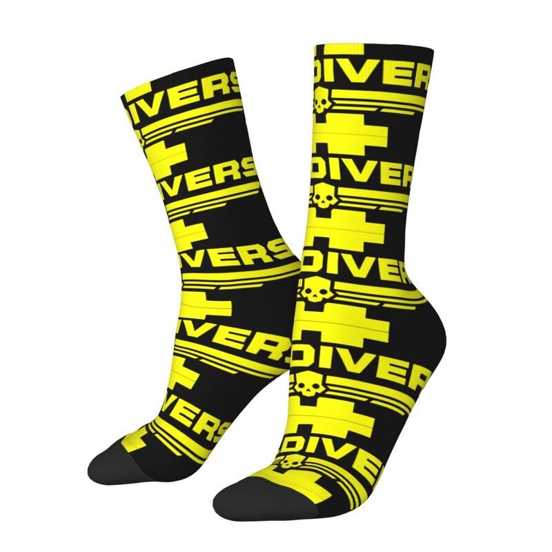 Zabawna, szalona, kompresyjna skarpety z Logo dla mężczyzn Hip Hop Vintage H-Helldivers Happy Quality wzór nadrukowany Boys Crew Sock nowość prezent