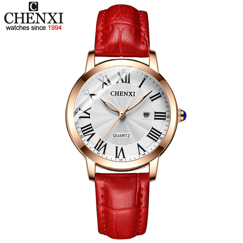 CHENXI-relojes de cuarzo de cuero para mujer, reloj informal de lujo, resistente al agua, analógico, de pulsera
