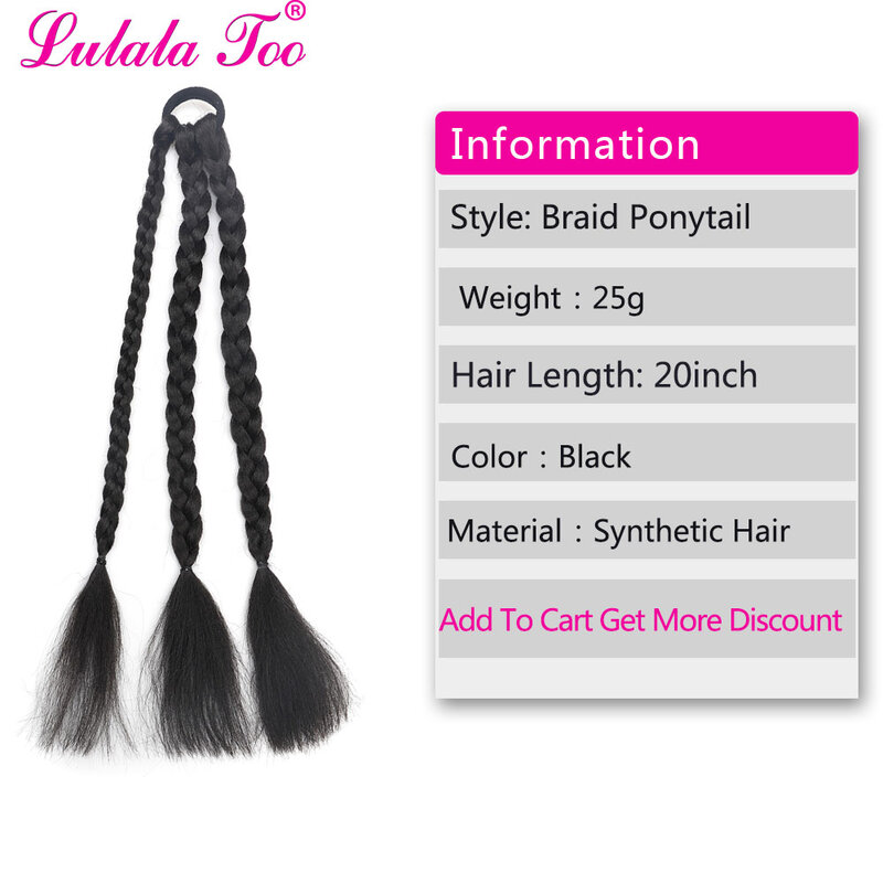 Długie warkocze syntetyczne 20 cali, przedłużanie włosów w koński ogon, gumka dla kobiet, naturalne, czarne, brązowe