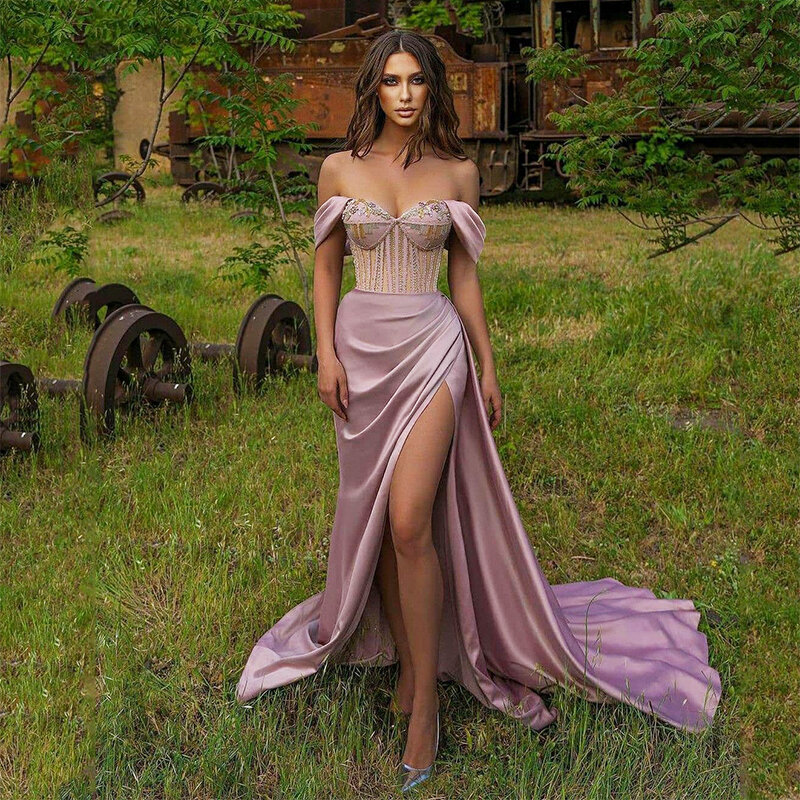 Vinca – robe de bal de forme sirène, longue, fendue, à paillettes, épaules dénudées, pour célébrités, dubaï, 2023