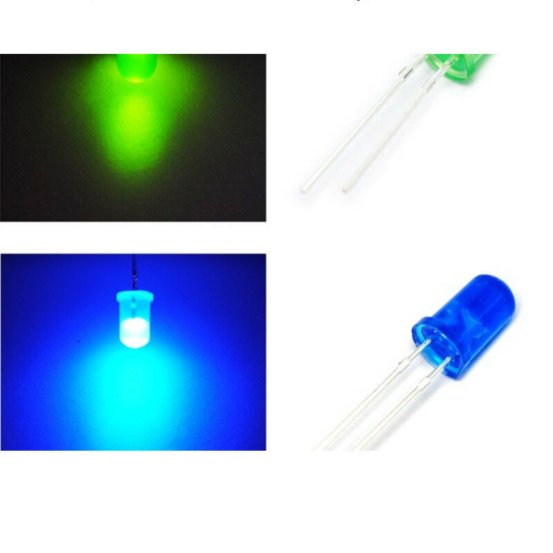 DIP LED set aneka lampu dioda elektronik, 3mm 5mm, putih, hijau, merah, biru, kuning, oranye, F3, F5, DIY, Kit elektronik