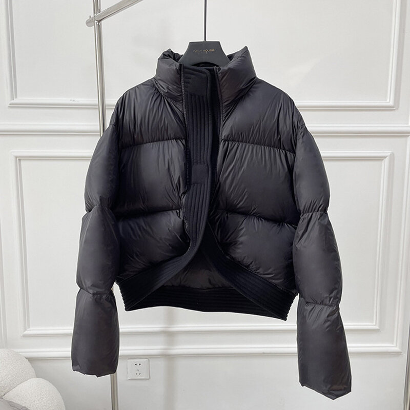 Модная женская куртка на хлопковом наполнителе, новинка 2023, зимние короткие свободные пуховые пальто с воротником-стойкой, повседневные утепленные теплые парки