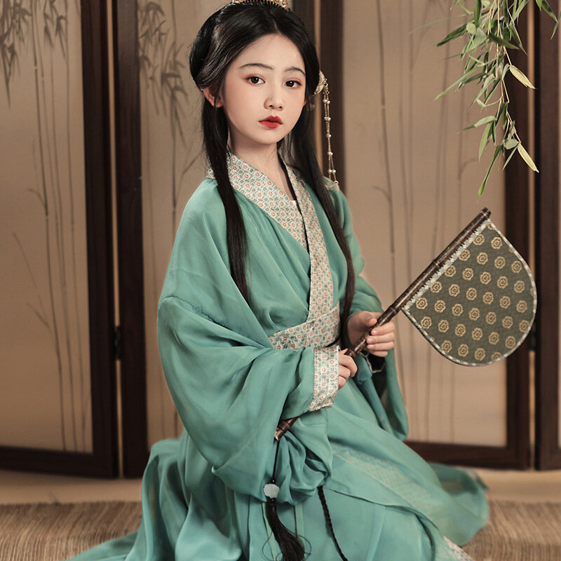 Gaun dansa anak perempuan, Hanfu Cina gaun Cosplay Hanfu anak bayi kostum foto peri gaun baru 2024