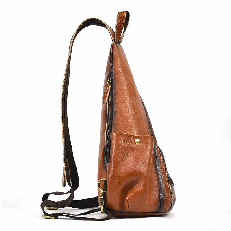OYIXINGER Vintage Genuine Leather Men's Shoulder Bag New Fashion Cowhide Crossbody Bags Versatile Multipurpose Travel Backpack