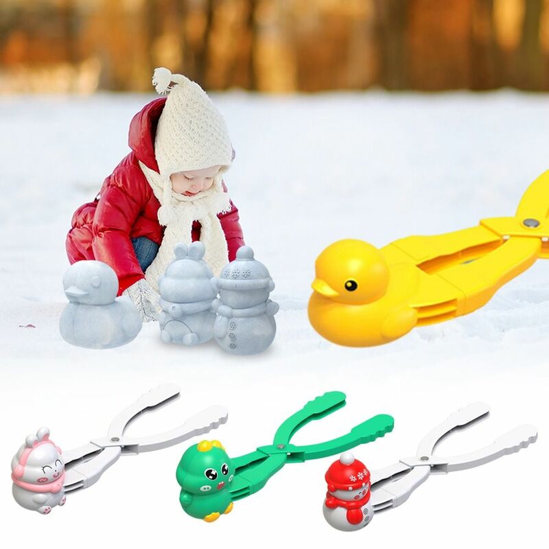 Plastikowy klips na śnieżki kreatywne narzędzie do gry w śnieżki z rysunkiem kula śnieżna dinozaura kształt kaczki zacisk na śnieżki prezent dla dzieci
