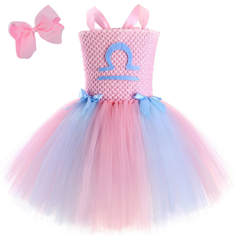 Baby Roze Libra Meisje Tutu Jurk Voor Kinderen Dierenriem Tekens Prinses Kostuums Voor Verjaardagsfeestje Kleding Halloween Outfits Baljurk
