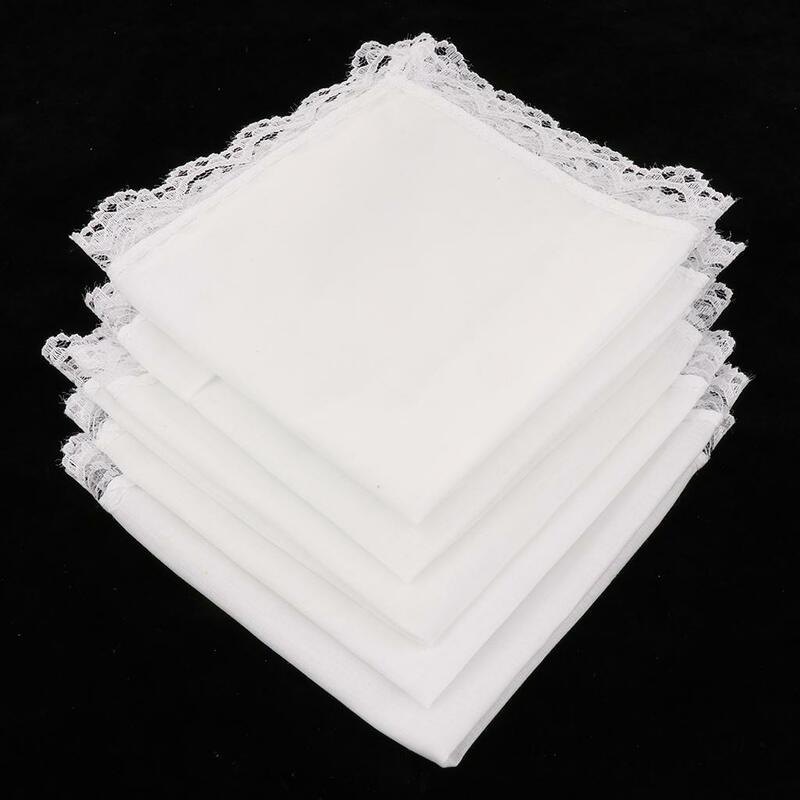 5pcs Pocket White Cotton Thin Handkerchiefs DIY Hand Drawing Pocket Square Plain Handkerchief Sweat Towel Vintage Gift Hankies