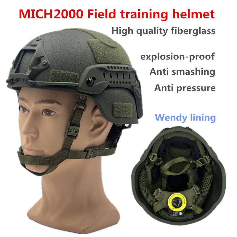 MICH-Casco táctico antidisturbios e impacto, Protector de fibra de vidrio de alta calidad para entrenamiento al aire libre del ejército, forro Wendy