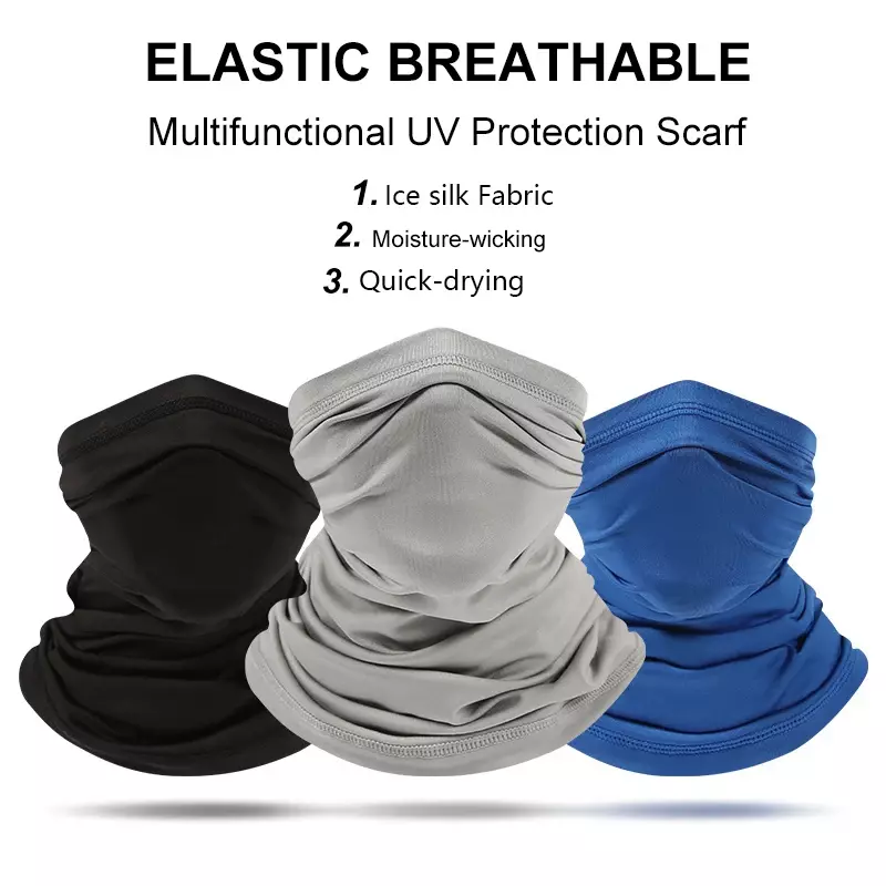 Bufanda de protección UV, cubierta facial de seda de hielo, tubo para el cuello, secado rápido al aire libre, pesca, ciclismo, Bandana transpirable