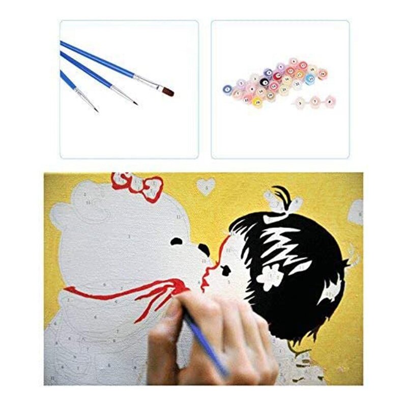 At14 Erwachsenen farbe nach Zahlen Kits auf Leinwand 16x20 Zoll DIY Acryl Malerei Kit für Kinder & Erwachsene Anfänger-Blick auf das Meer