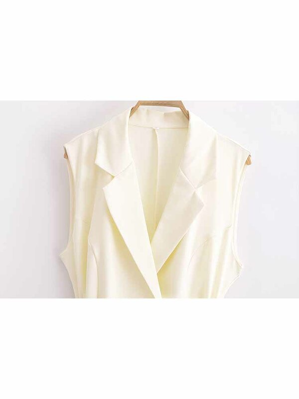 Vestido Midi Retro sin mangas para Mujer, chaleco plisado con cinturón, cuello vuelto, doble botón, 2024