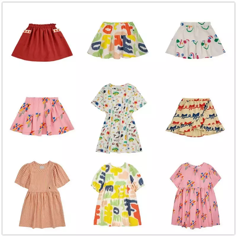 Bobo 2024 Summer New Children Girls Dress Fashion Cartoon Pattern bambini abiti Casual per ragazza Toddle Baby Cute Brand Clothes