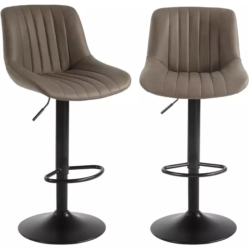 Bar Stools Set of 2, Swivel Counter Height with Back, Adjustable Faux Leather Bars Stools Kitchen Island Stool, Bar Chair
