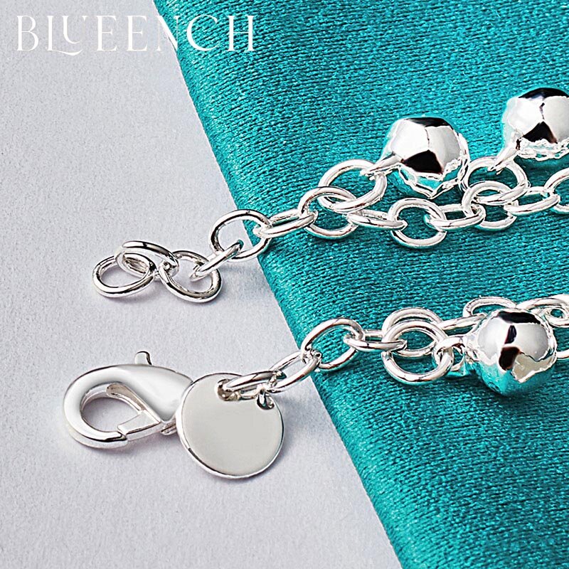Blueench-pulsera de plata de ley 925 con flecos y campanas para mujer, joyería de moda para fiesta con fecha