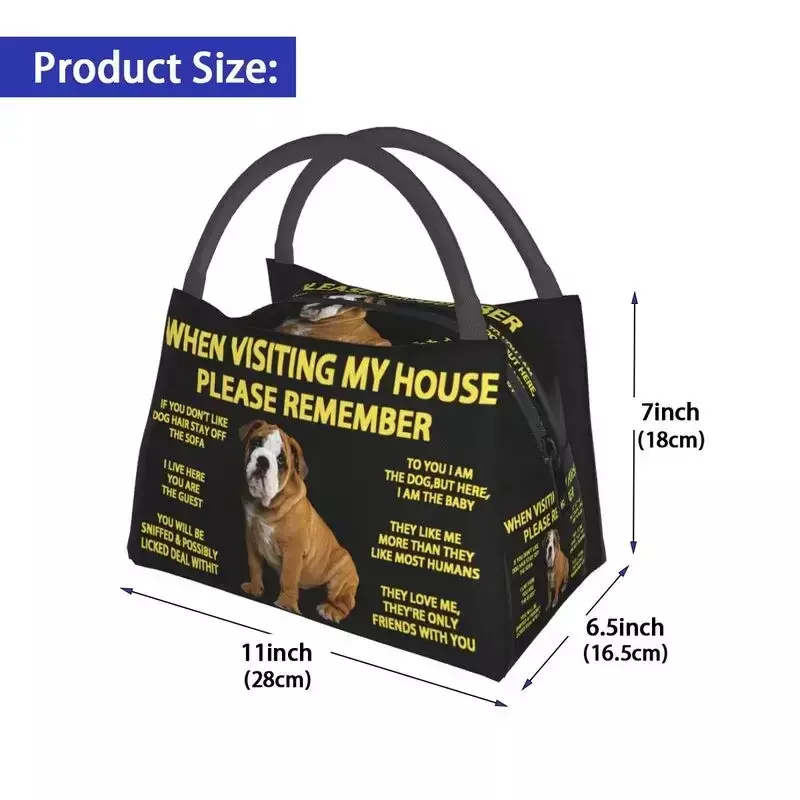 English Bulldog Insulated Lunch Bags for Outdoor Picnic Resuable Cooler Thermal Bento Box Women