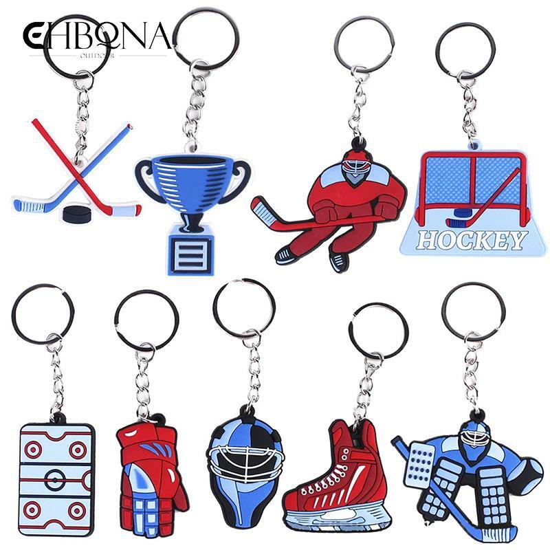 Porte-clés de hockey sur glace en PVC, cadeau pour fan de fête d'anniversaire, nouvelle mode