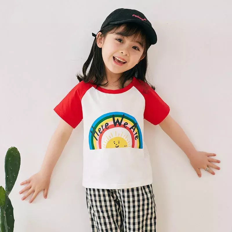 T-Shirt à Manches Courtes pour Enfant Garçon et Fille, Vêtements d'Été, Dessin Animé, 100% Coton