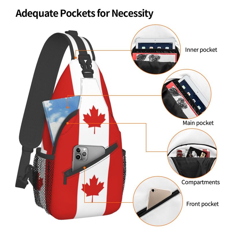 Bandeira Do Canadá Crossbody Sling Bag Pequeno Peito Bolsa Liberdade Globo Mochila de Ombro Mochila para Viagem Caminhadas Ciclismo Pacote