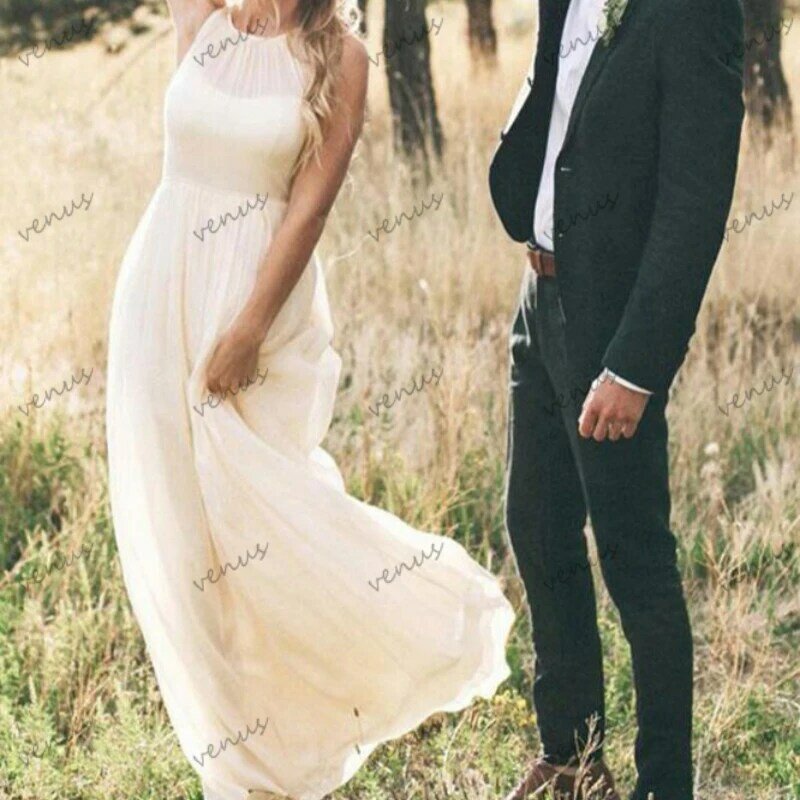 Einfache Brautkleider A-Linie Tüll gestufte Kleider für Bräute ärmellose boden lange Roben elegante Boho Vestidos de Novia 2024