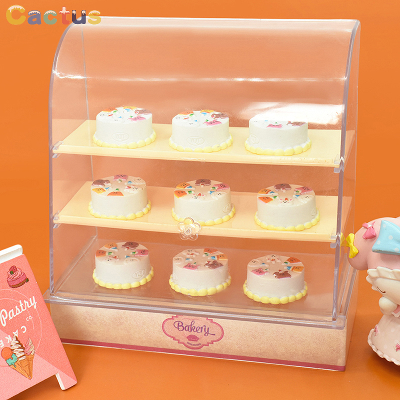Domek dla lalek Mini kreskówka trójwymiarowy tort urodzinowy lalki dekoracja do domu