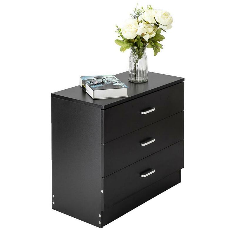 3-Drawer Dresser Chest Wood Bedroom Furniture Storage of Drawers for Small Space