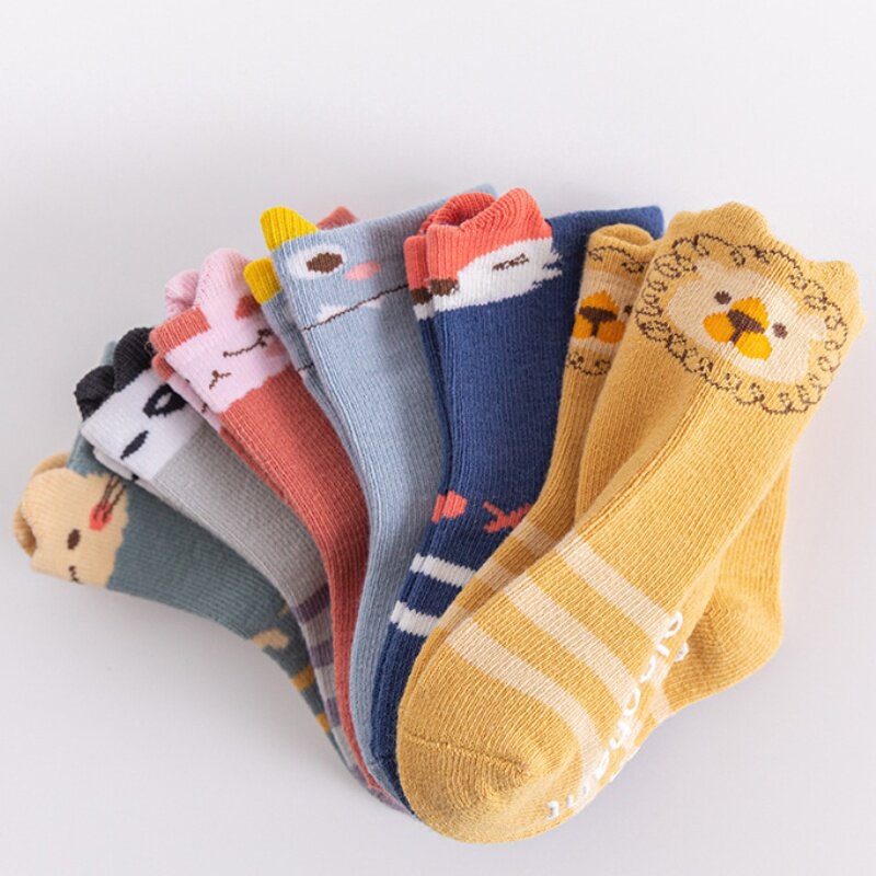 Calcetines antideslizantes para bebé de 0 a 3 años, medias cálidas de invierno con dibujos animados, colores mezclados, para interiores, para niño y niña