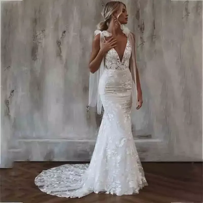 Женское свадебное платье It's yiiya, белое элегантное платье ниже колена с V-образным вырезом, бантом и открытой спиной на лето 2019