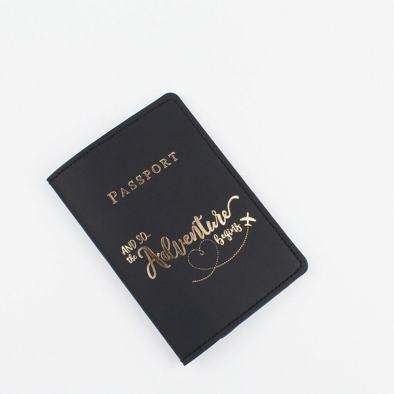 Check-in Name ID Address Letter Print PU Leather PU Card Case Passport Holder Passport Protective Cover Travel Accessories
