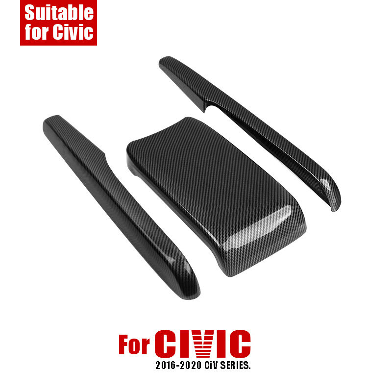 3 Buah Cover Pelindung Kotak Sandaran Tangan Tengah untuk Honda Generasi Kesepuluh Civic Bingkai Dekoratif Anti Gores Tahan Aus