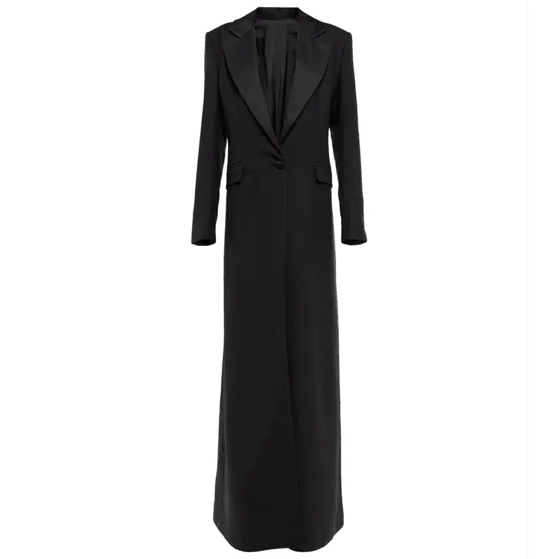 Blazer noir élégant pour femme, robe de Rhsur mesure, revers allongé, simple structure, luxe haut de gamme