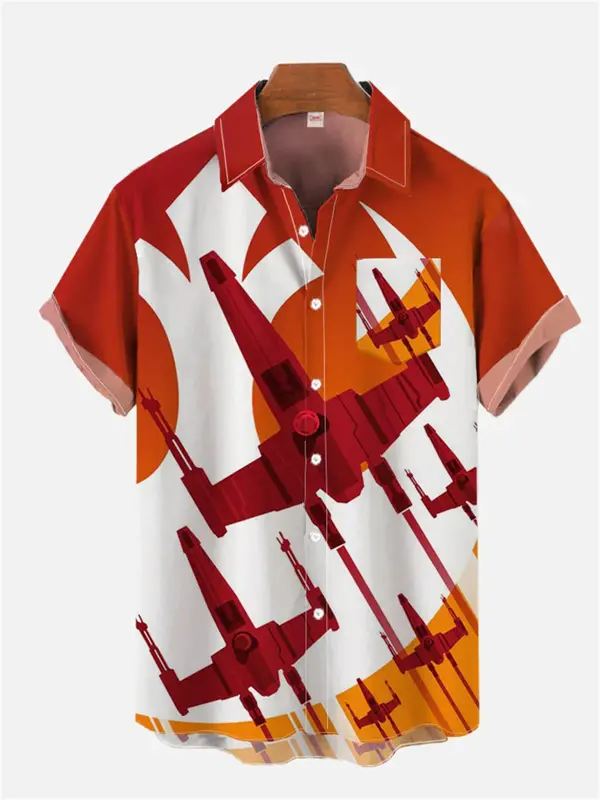 Nadrukowana w 3D hawajska męska koszula z krótkim rękawem, top na co dzień w klapie, futurystyczny nadruk technologiczny, duży rozmiar, letnia nowość