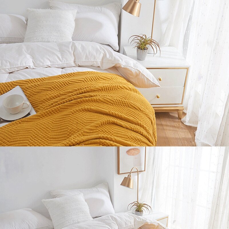 Gestrickte Decke für Couch, Bett und Sofa super weiche Decke mit Quasten gemütliche Wohnkultur einfach zu bedienen