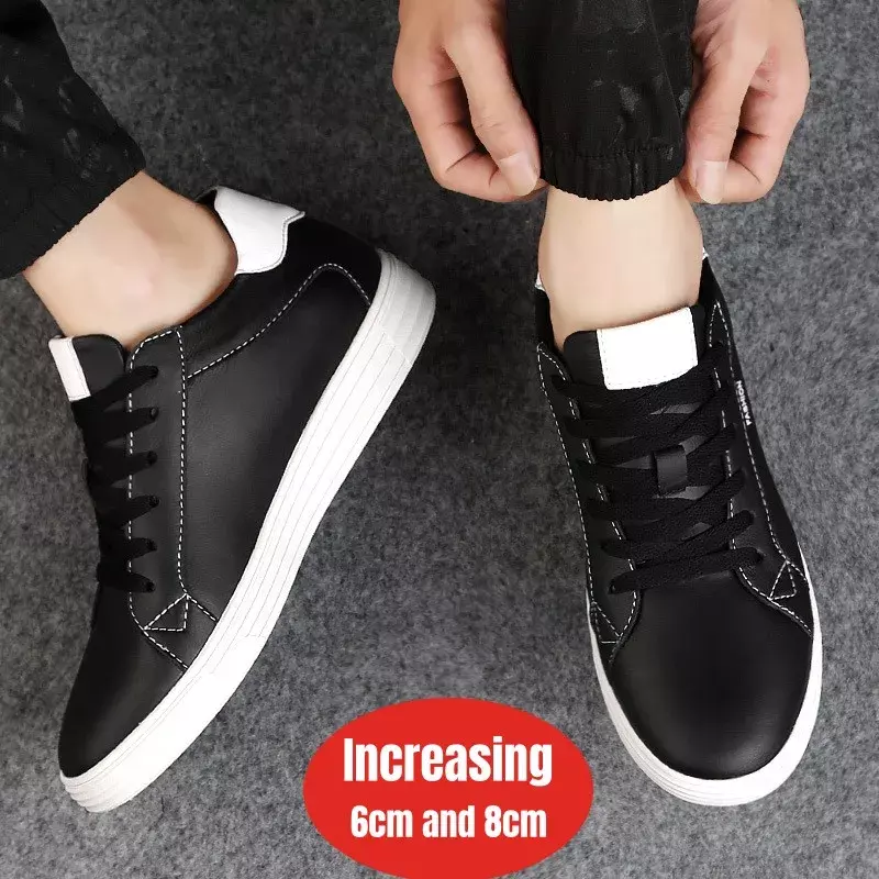 Spring Autumn New Inner height increase casual elevator shoes 6cm lift for men sports leather cowhide zapatillas de Deporte
