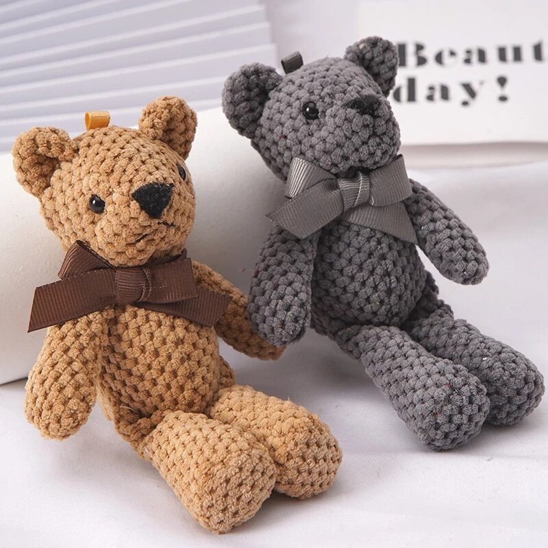 Peluche ours en peluche pour bébé, 16cm, mignon, robe, pendentif clé, poupées, cadeaux d'anniversaire, décoration de la maison, doux, jouets Kawaii