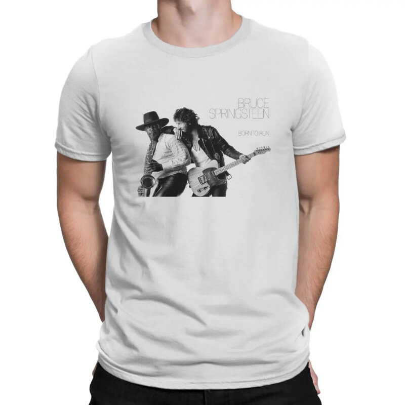 Homem Bruce The E Street Band T-Shirt, Born to Run, Gola redonda, Camiseta básica, Roupa distintiva, Primavera, Mais novo