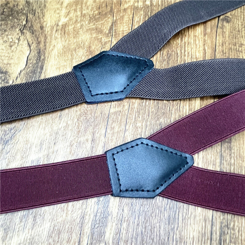 2.5 * 125CM Men's Suspender Genuine Leather 4-Clip Men's Suspender Y-Shaped Elastic Adjustable Strap Men's Suspender Pants