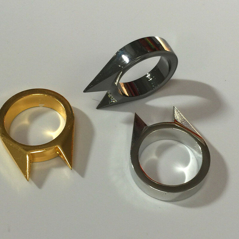 Heißer Verkauf Sicherheit Überleben Ring Werkzeug EDC Selbstverteidigung Edelstahl Ring Finger Verteidigung Ring Werkzeug Silber Gold Schwarz Farbe