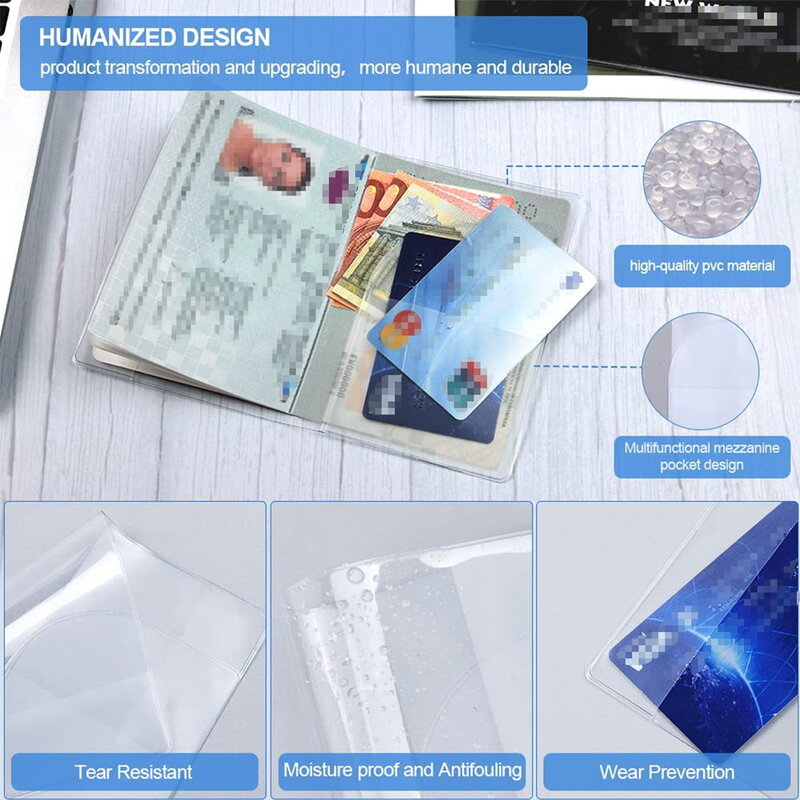 Sarung paspor gaya sederhana uniseks, dompet penyimpan paspor perjalanan PVC tahan air pola nama