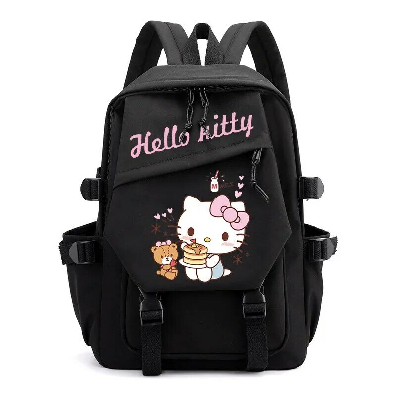 Sanrio-mochila escolar con estampado de Hello Kitty para estudiantes, mochila ligera de lona con dibujos animados para ordenador, novedad