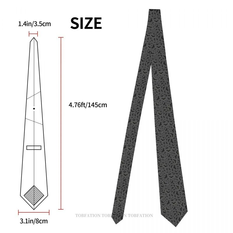 Chauves-souris – cravate classique imprimée en Polyester pour hommes, accessoire de fête Cosplay de 8cm de largeur