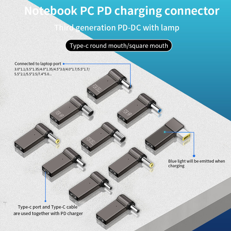 TISHRIC 100W 5A PD Converter Trigger Jack caricatore di alimentazione per Laptop connettore adattatore da cc a tipo C per Lenovo/HP/DELL