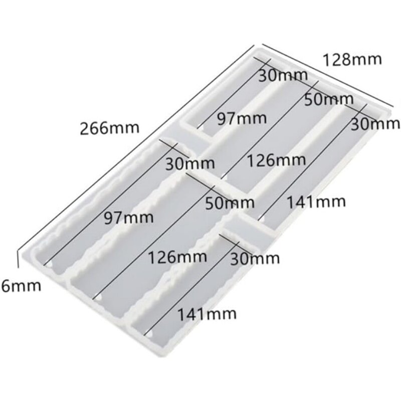 Kit de moldes de resina para marcapáginas, moldes rectangulares de silicona de 6 cavidades para Resina epoxi