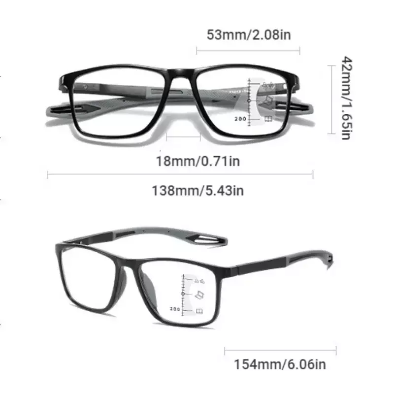 Gafas de lectura fotocromáticas TR90 para hombre y mujer, lentes deportivas multifocales, antiluz azul, progresivas, cerca y lejos