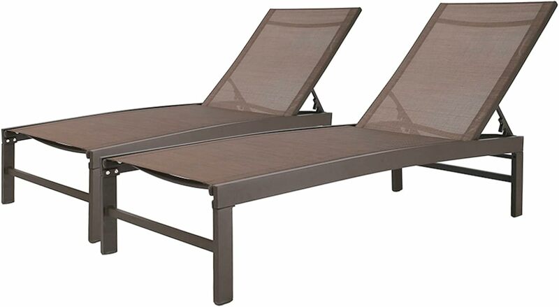 Alumínio ajustável Chaise Lounge Chair, reclinável ao ar livre de cinco posições, design curvo, para todo o tempo para pátio, praia, quintal, piscina