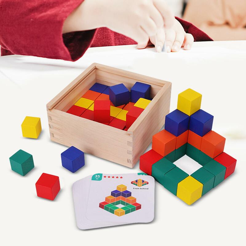 Coloured Wood Blocks Multicolor Wooden Blocks for DIY Craft Counting Blocks Rainbow Blocks Set for Preschool Boy Girls