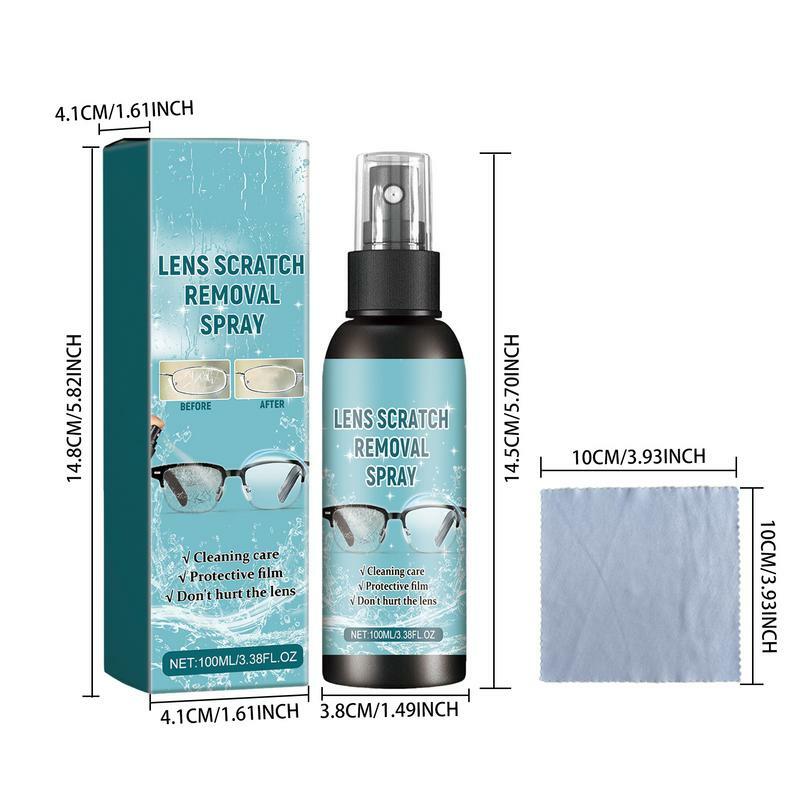 Spray Limpiador de lentes, solución de limpieza de lentes con paño Limpiador de lentes, Kit de pulverización para Todas las lentes, 100ml