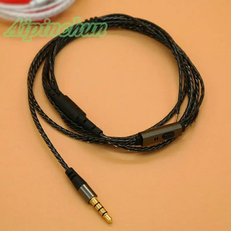 Aipingun 3.5mm 4-pole jack diy fone de ouvido cabo de áudio com microfone reparação substituição fone de ouvido fio aa0224
