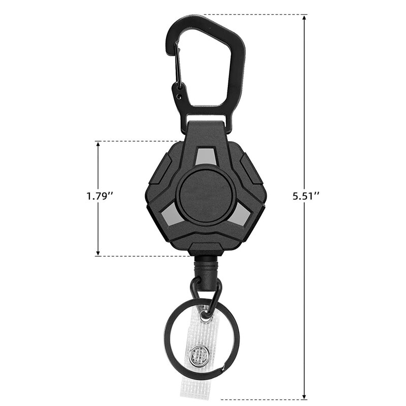 4 Pack Retractable Keychain Heavy Duty, Badge Reels Retractable, Badge Holder With Carabiner, 31.8Inch Coated Steel Cord Durable