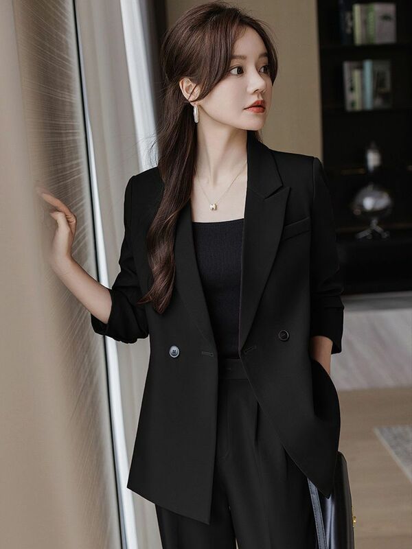 Casual Suit Autumn 2024 New Korean Edition Elegant and High End Wide Leg Pants Professional Women's Suit Set