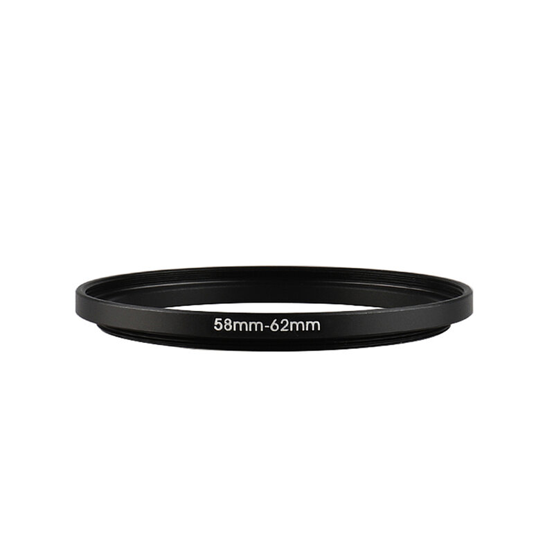 Alumínio preto Step Up Filter Ring, adaptador para Canon, Nikon, Sony, câmera DSLR, 58mm-62mm, 58-62mm, 58 a 62mm